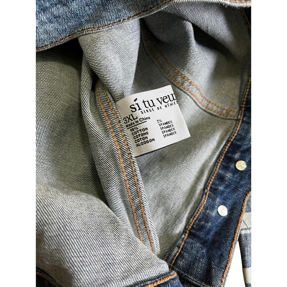 Si Tu Veux Denim Blue Mens Jean Jacket Size XXXL - Picture 7 of 7